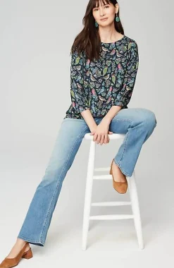 J.Jill Bird-Printed Boat-Neck Top | Jjill-Women Shirts & Blouses