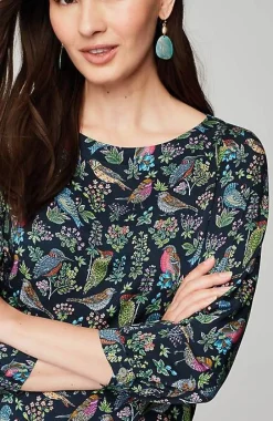 J.Jill Bird-Printed Boat-Neck Top | Jjill-Women Shirts & Blouses