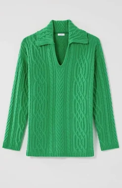 J.Jill Cabled Polo Sweater | Jjill-Women Sweaters