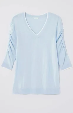 J.Jill Contrasting-Tipped V-Neck Pullover Sweater | Jjill-Women Sweaters