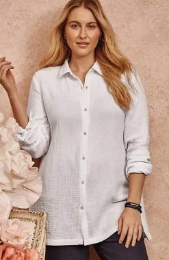 J.Jill Cotton-Gauze Split-Hem Tunic | Jjill-Women Tunics
