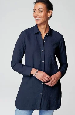 J.Jill Cotton-Gauze Split-Hem Tunic | Jjill-Women Tunics