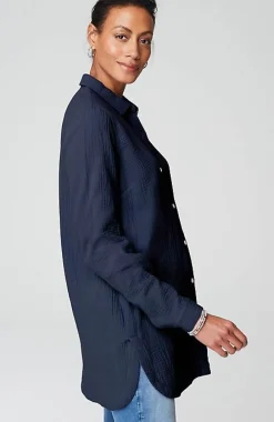 J.Jill Cotton-Gauze Split-Hem Tunic | Jjill-Women Tunics