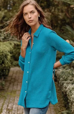 J.Jill Cotton-Gauze Split-Hem Tunic | Jjill-Women Tunics