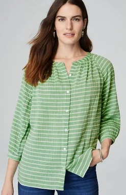 J.Jill Cotton-Gauze Striped Button-Front Top | Jjill-Women Shirts & Blouses