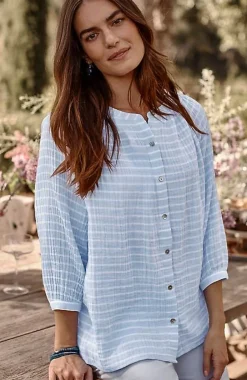 J.Jill Cotton-Gauze Striped Button-Front Top | Jjill-Women Shirts & Blouses