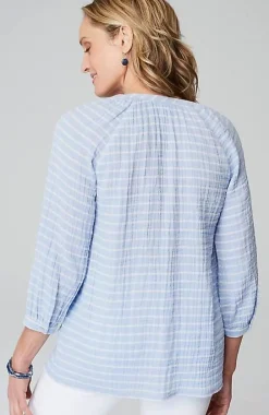 J.Jill Cotton-Gauze Striped Button-Front Top | Jjill-Women Shirts & Blouses