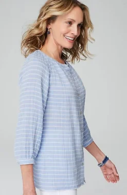J.Jill Cotton-Gauze Striped Button-Front Top | Jjill-Women Shirts & Blouses