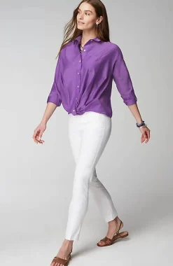 J.Jill Cotton-Silk Twist-Front Top | Jjill-Women Shirts & Blouses