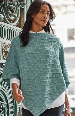 J.Jill Cozy Cable-Knit Asymmetric Poncho | Jjill-Women Ponchos, Ruanas & Scarves