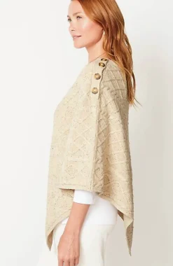 J.Jill Cozy Cable-Knit Asymmetric Poncho | Jjill-Women Ponchos, Ruanas & Scarves