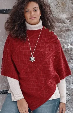 J.Jill Cozy Cable-Knit Asymmetric Poncho | Jjill-Women Ponchos, Ruanas & Scarves