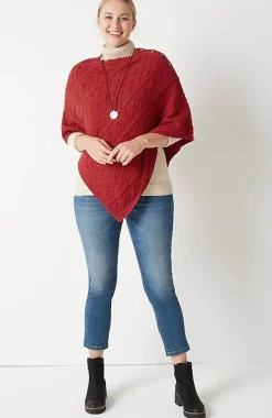 J.Jill Cozy Cable-Knit Asymmetric Poncho | Jjill-Women Ponchos, Ruanas & Scarves