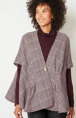 J.Jill Darted Plaid Peplum Cape | Jjill-Women Ponchos, Ruanas & Scarves