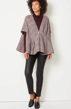 J.Jill Darted Plaid Peplum Cape | Jjill-Women Ponchos, Ruanas & Scarves