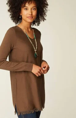J.Jill Easy Fringed-Hem V-Neck Tunic | Jjill-Women Tunics