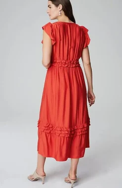 J.Jill Elevated Ruffle-Trimmed Midi Dress | Jjill-Women Dresses