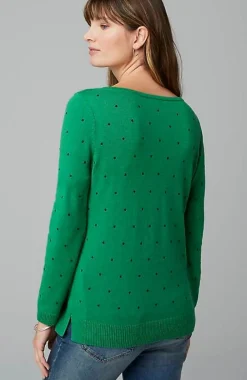 J.Jill Embroidered-Dots V-Neck Sweater | Jjill-Women Sweaters