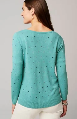 J.Jill Embroidered-Dots V-Neck Sweater | Jjill-Women Sweaters