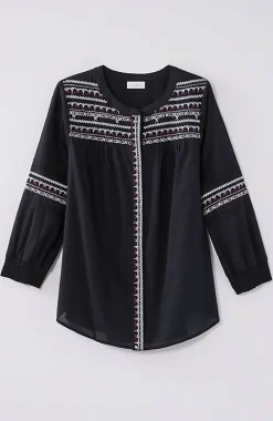 J.Jill Embroidered Smocked-Sleeve Top | Jjill-Women Shirts & Blouses