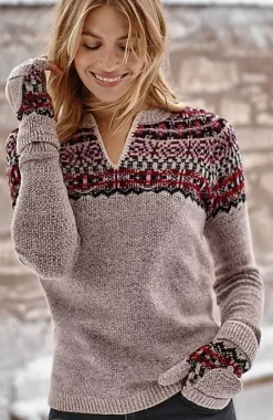 J.Jill Fair Isle Split-Neck Sweater | Jjill-Women Sweaters