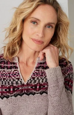 J.Jill Fair Isle Split-Neck Sweater | Jjill-Women Sweaters