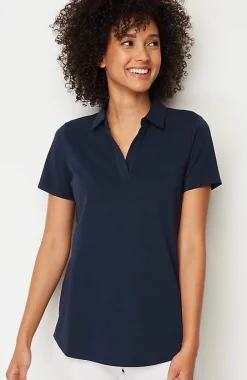 J.Jill Fit Cotton-Stretch Polo Shirt | Jjill-Women Tops & Tees