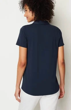 J.Jill Fit Cotton-Stretch Polo Shirt | Jjill-Women Tops & Tees