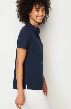 J.Jill Fit Cotton-Stretch Polo Shirt | Jjill-Women Tops & Tees
