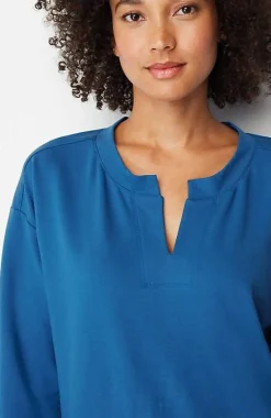 J.Jill Fit Elevate Terry Split-Neck Sweatshirt | Jjill-Women Tops & Tees