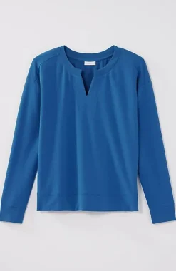 J.Jill Fit Elevate Terry Split-Neck Sweatshirt | Jjill-Women Tops & Tees