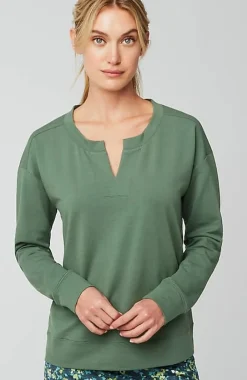 J.Jill Fit Elevate Terry Split-Neck Sweatshirt | Jjill-Women Tops & Tees