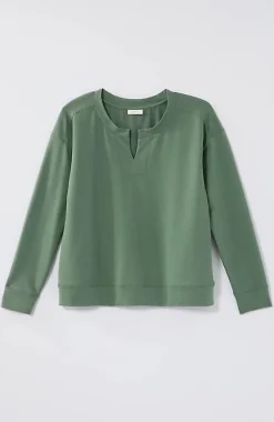 J.Jill Fit Elevate Terry Split-Neck Sweatshirt | Jjill-Women Tops & Tees