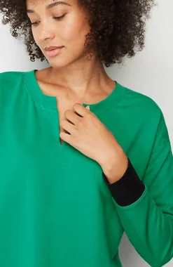 J.Jill Fit Elevate Terry Split-Neck Sweatshirt | Jjill-Women Tops & Tees