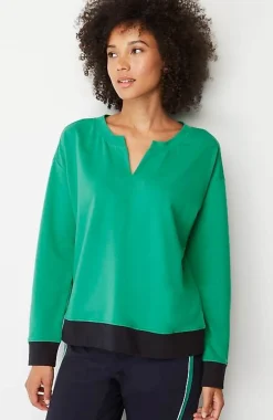 J.Jill Fit Elevate Terry Split-Neck Sweatshirt | Jjill-Women Tops & Tees
