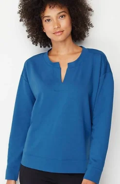 J.Jill Fit Elevate Terry Split-Neck Sweatshirt | Jjill-Women Tops & Tees