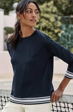 J.Jill Fit Elevate Terry Striped-Hem Pullover | Jjill-Women Tops & Tees