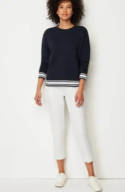 J.Jill Fit Elevate Terry Striped-Hem Pullover | Jjill-Women Tops & Tees