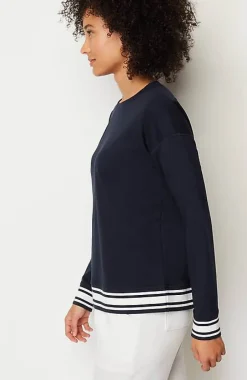 J.Jill Fit Elevate Terry Striped-Hem Pullover | Jjill-Women Tops & Tees