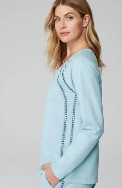 J.Jill Fit French Terry Embroidered V-Neck Pullover | Jjill-Women Tops & Tees