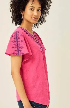 J.Jill Geometrically Embroidered Textured Top | Jjill-Women Shirts & Blouses