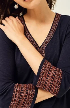 J.Jill Geometrically Embroidered V-Neck Tunic | Jjill-Women Tops & Tees