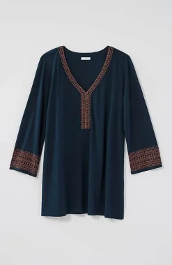 J.Jill Geometrically Embroidered V-Neck Tunic | Jjill-Women Tops & Tees