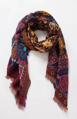 J.Jill Hand-Stitched Diamond Medallions Jacquard Scarf | Jjill-Women Ponchos, Ruanas & Scarves