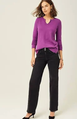 J.Jill High-Rise Creased-Front Full-Leg Jeans | Jjill-Women Pants & Jeans
