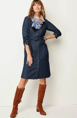 J.Jill Indigo Belted Shirtdress | Jjill-Women Dresses