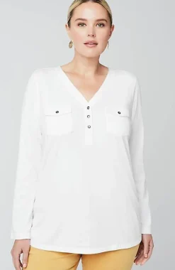 J.Jill Knit Patch-Pocket Camp Shirt | Jjill-Women Tops & Tees