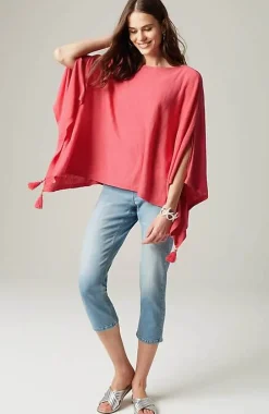 J.Jill Linen-Blend Tasseled Poncho | Jjill-Women Ponchos, Ruanas & Scarves