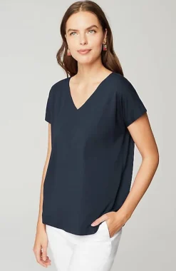 J.Jill Luxe Supima® Pleat-Back Tee | Jjill-Women Tops & Tees