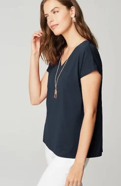 J.Jill Luxe Supima® Pleat-Back Tee | Jjill-Women Tops & Tees